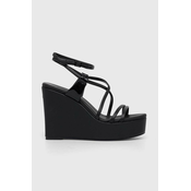 Kožne sandale Calvin Klein WEDGE boja: crna, HW0HW01952