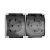 shumee ViPlast Koala IP44 nadometna dvojna SCHUKO vtičnica bela 182-51 VG-2