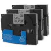 Komplet Brother TZe-921/TZ-921/PT/P-Touch 9mm kompatibilni trakovi (3) - črn izpis/srebrn trak