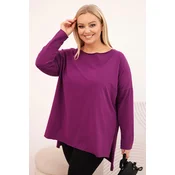 Asimetrična bluza za večje številke z dolgimi rokavi