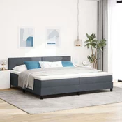 vidaXL vidaXL Postelja s podstavkom in vzmetnico Temno Siva 200x200 cm Žamet, (22051248)