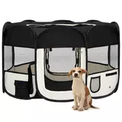 Vidaxl vidaXL Zložljiva pasja kletka s torbo za prenašanje črna 125x125x61 cm