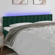 Vidaxl LED posteljno vzglavje temno zeleno 200x5x78/88 cm žamet