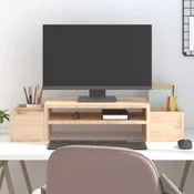vidaXL Stojalo za zaslon 100x27,5x15 cm trdna borovina