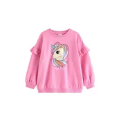 Lindex Majica Unicorn Face pastelno rumena / svetlo lila / roza / črna