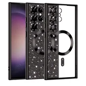 TPU gel ovitek Techsuit Luxury Glitter MagSafe za Samsung Galaxy S23 Ultra - black