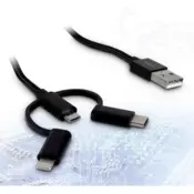 Inter-tech kabel USB 2.0 na mUSB/USB-C/Lightning, 1 m, crna