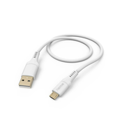 HAMA Prilagodljiv polnilni kabel, USB-A - Micro-USB, 1,5 m, silikonski, bel