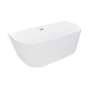 Mexen Oval Slim prostoječe stenska kopalna kad 170 x 80 cm, bela, preliv ščetkani baker - 52661708000-65