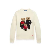 Polo Ralph Lauren Pulover svetlo bež/brokat/rdeča/črna
