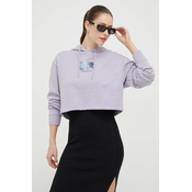 Pamučna dukserica Calvin Klein Jeans za žene, boja: ljubičasta, s kapuljačom, s tiskom