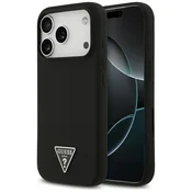Guess GUESS etui za iPhone 17 Pro, združljivo z MagSafe, GUHMP17LSCTRLMK (silikonsko z trikotnim logotipom), črno