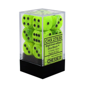 Kockice Chessex - Vortex - Bright Green & Black - Dice Block 16mm (12)