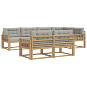 Set vanjskih sofa 6 pcs Bijela i svjetlosiva Poliester
