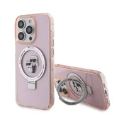 Karl Lagerfeld Karl Lagerfeld Obročno stojalo Karl & Choupette MagSafe - ohišje za iPhone 15 Pro Max (roza)
