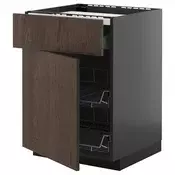 METOD / KNIVSHULT Pod.elem.grej.ploca/fiok/2žic.korp, Crnosiva/Sinarp smeda, 60x60 cm