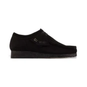 Clarks za moške. 26155522 Črni usnjeni čevlji Wallabee (36), Črna, 1 do 3 cm, Semiš, Čipke, Priložnostno