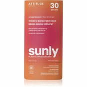 Attitude Sunly Sunscreen Stick mineralna krema za sončenje v paličici SPF 30 Orange Blossom 60 g