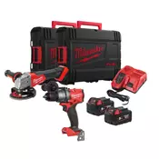 Milwaukee set strojev M18FPP2E3-502X: M18 FPD3-502X +M18 FSAG125X-0X, 2x5,0 Ah