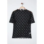 Trendyol Curve Black Knitted Plus Size Lace Blouse