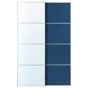 AULI/MEHAMN Par drsnih vrat, aluminij ogledalo/dvostransko modra, 150x236 cm
