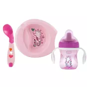 CHICCO set 6m+, pribor, roze