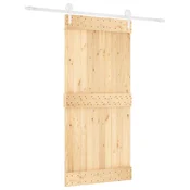Vidaxl Drsna vrata Naravna in bela 95 x 210 cm Masiven borov les