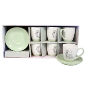 Sigma Set šolja za kafu RXG-N240728D, 200ml, Porcelan, 6 komada, Cvet-mint