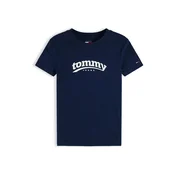 Tommy Jeans Majica ESS temno modra / bela