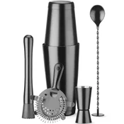 Bar Up Barmanski komplet v tubi: shaker, merilna skodelica, cedilo, muddler, žlica – črn