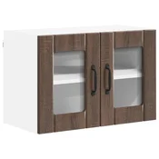 Vidaxl Stenski stekleni omarica LUCCA Rjavi hrast 60 x 31 x 40 cm