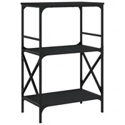 Vidaxl Knjižna omara 3-nadstropna črna 59x35x90,5 cm inženirski les