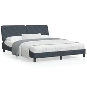shumee vidaXL Posteljni okvir brez vzmetnice temno siv 160x200 cm žamet