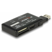 DeLock 91758 čitalnik kartic USB 3.2 Gen 1 za SD/microSD/CF/MS/xD, črn