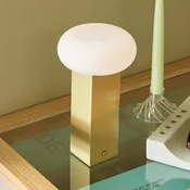 Hübsch LED namizna svetilka na baterije LOW, v barvi medenine, višina 20 cm, kovinska - Dnevna soba/jedilnica - Sodobni - medenina, bela - Kovina