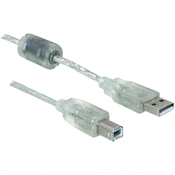 adapter USB 2.0 s feritnim jedrom, moški konektor A/moški konektor B, srebrn, 0,5 m