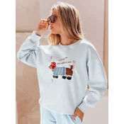 Bluza damska oversize z haftem DOGSWEETY niebieska Dstreet
