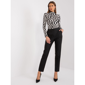 Black womens fabric trousers with elastic waistband