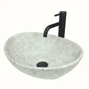 shumee GTM Design Aufsatzwaschbecken 41 cm - Matt Modern Waschbecken ohne Hahnloch - Elegant Aufsatzwaschbecken Oval für Badezimmer und Gäste WC - nur Bad Waschbecken