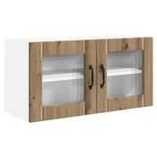 Vidaxl Stenski stekleni omarica PORTO Umetni hrast 80 x 31 x 40 cm