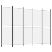 Vidaxl Paravan 5-delni bel 250x180 cm blago