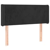 Vidaxl Vzglavje z ušesi črno 93x16x78/88 cm žamet