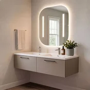 Skye Decor Set kupatilskog ormarica sa umivaonikom i ogledalom, 2 dela, Sivi