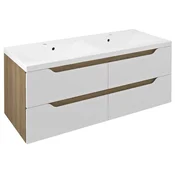 SAPHO WAVE Dvojna Kopalniška Omarica, Bela/Cuneo Hrast, MDF/Lamino, 120x50x48 cm