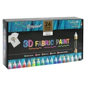 3D barve za tkanine 30 ml/24 barv + 3 čopiči