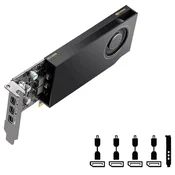 PNY NVIDIA A1000 8GB GDDR6 128-BIT, LOW PROFILE, PCIE 4.0 X8, SINGLE SLOT, 4 X MINI DISPLAYPORT 1.4A, 50W, LP BRACKET, 4 X MDP TO DP ADAPTER, RETIAL