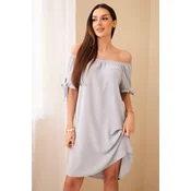 Dress with ties on the sleeves - grey