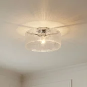 Lucande stropna svetilka Meritt, krom/prozoren, O 40 cm, steklo - Dnevna soba/jedilnica - Sodobni - prozoren, krom