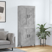 Greatstore Visoka komoda betonsko siva 69,5x34x180 cm inženirski les