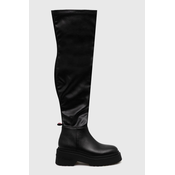 Elegantni škornji Tommy Jeans TJW OVER THE KNEE BOOTS ženski, črna barva, EN0EN02254